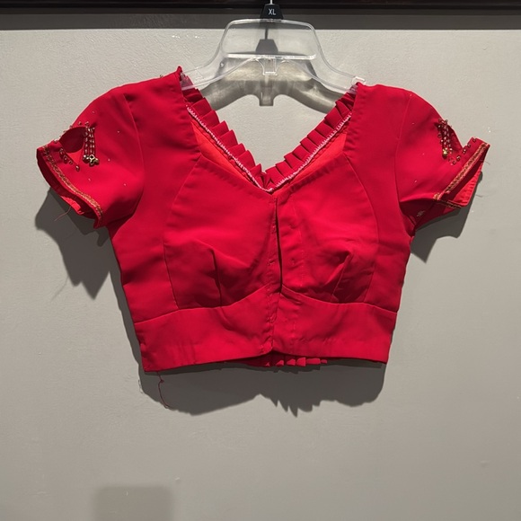 Red color blouse with gold designs - Picture 1 of 9
